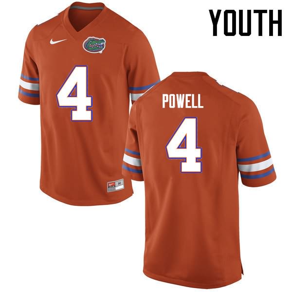 NCAA Florida Gators Brandon Powell Youth #4 Nike Orange Stitched Authentic College Football Jersey IJN7264KW
